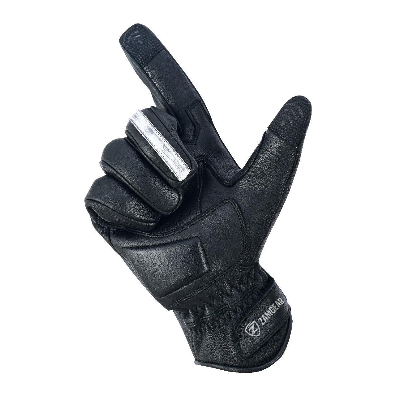 Motorcycle Gloves Racing Touchscreen Leather Armored Riding Biker Gloves Black/White